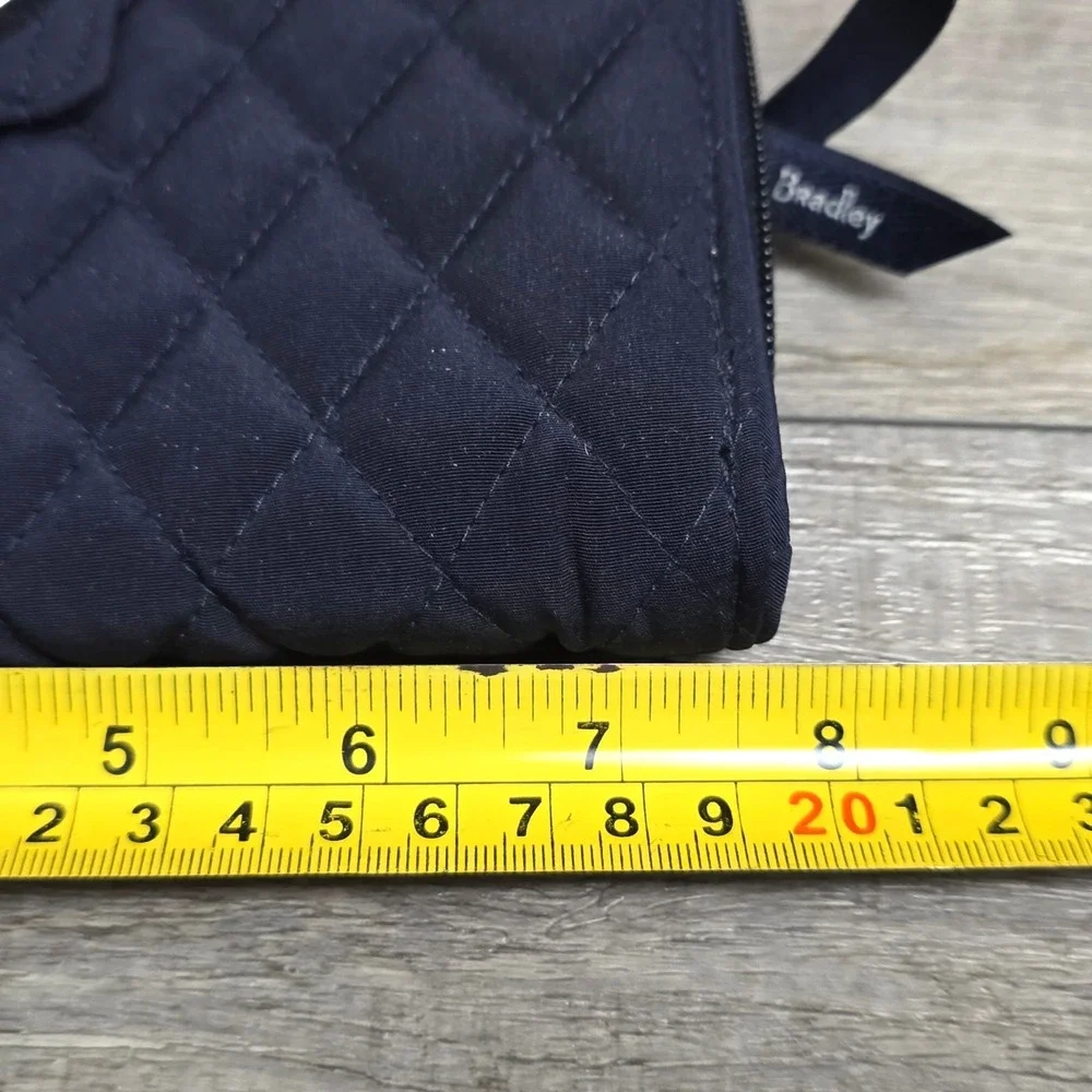 Vera Bradley Turnlock Wallet Navy Blue Large Quilted Cotton Clutch Organizer 7.7 - Picture 10 of 11